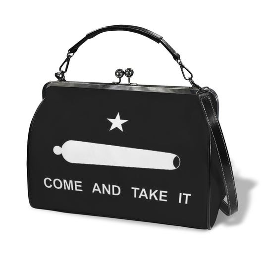 Come and Take It Flag Inspired Kisslock Crossbody Shoulder Bag-Large