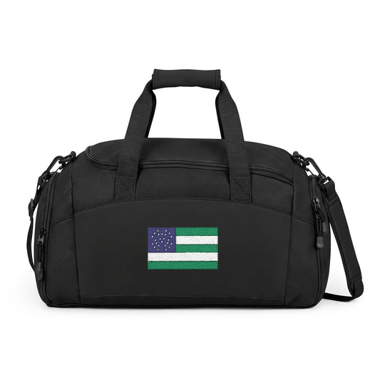 NYPD Flag Gym Bag — Black Duffle with Embroidered NYPD Flag