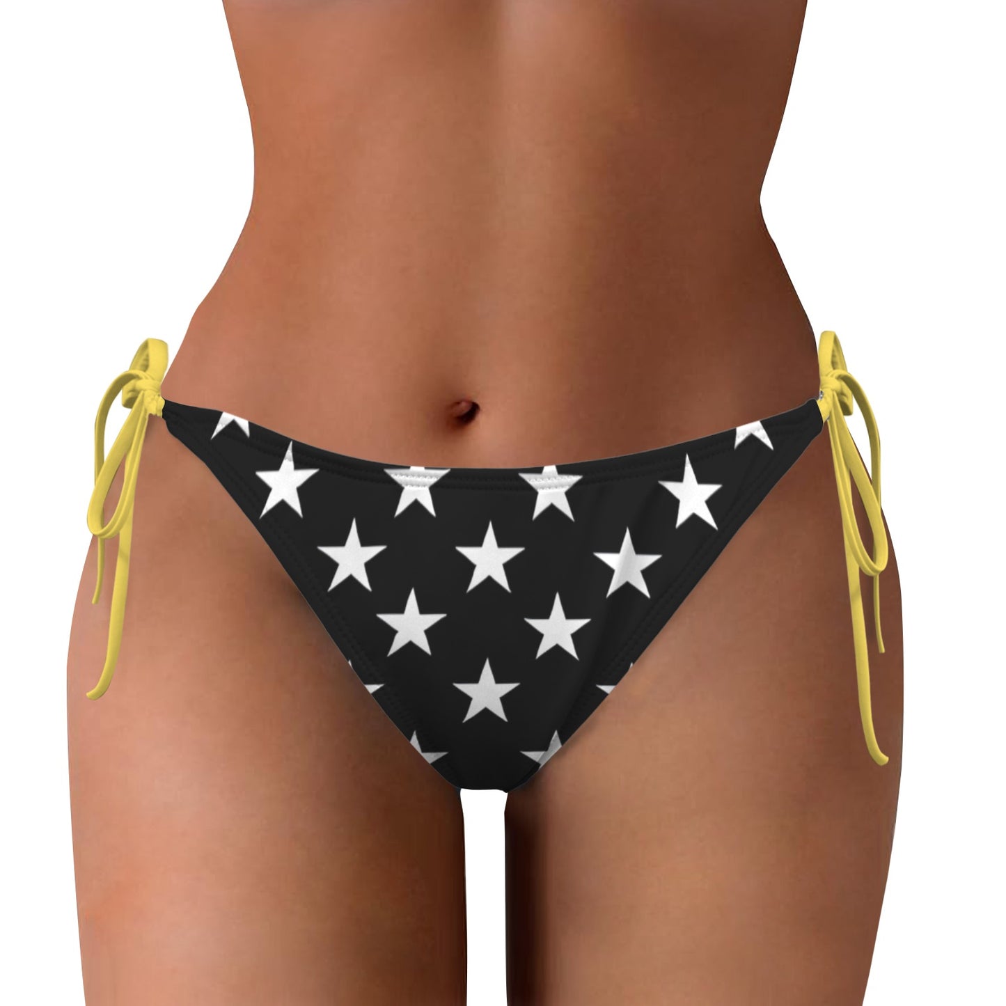 Thin Gold Line Flag Inspired Stars Sexy Halter Bikini Bottom