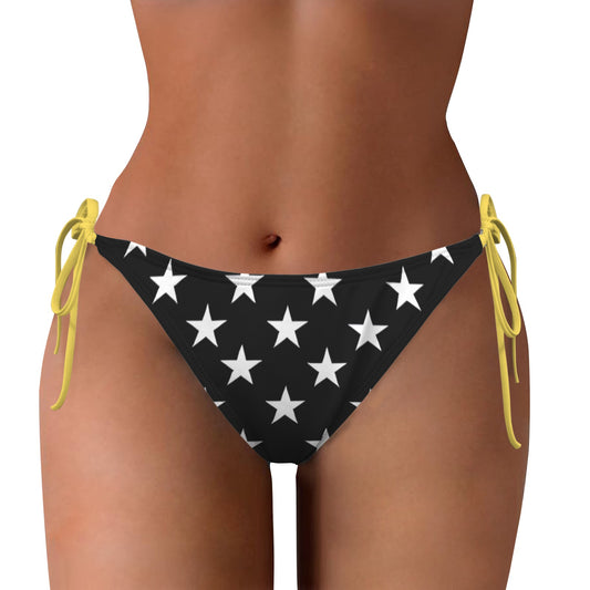 Thin Gold Line Flag Inspired Stars Sexy Halter Bikini Bottom