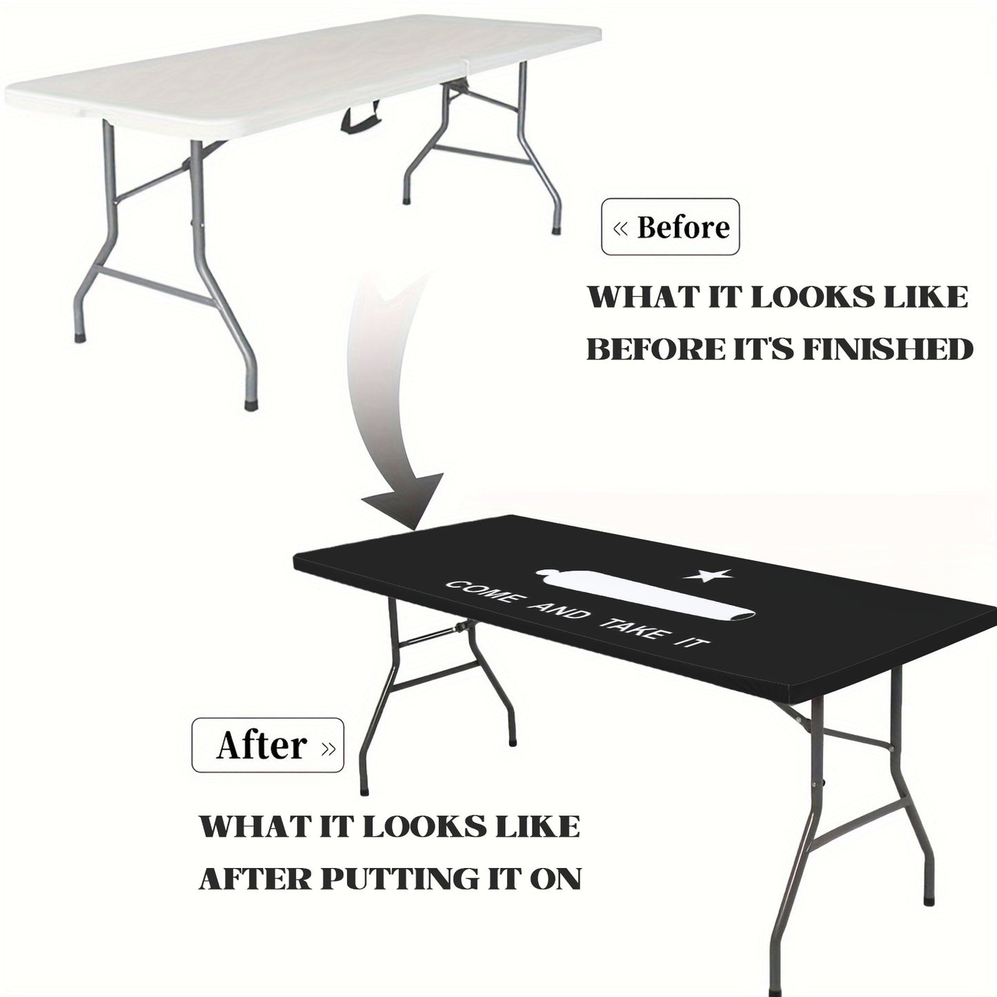Come and Take It Flag Inspired Custom Elastic Fitted Tablecloth 72x30 inch (Made in the USA)