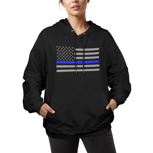 Thin Blue Line Flag (Subdued) Women's Hoodie Made in the USA