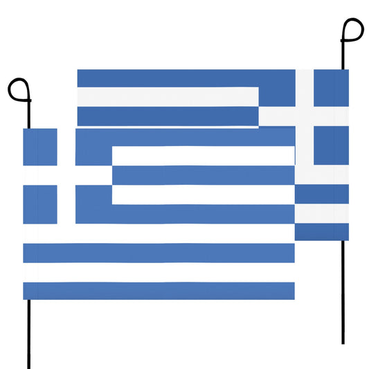 Greek flag garden set, two flags, Luv My Flag.
