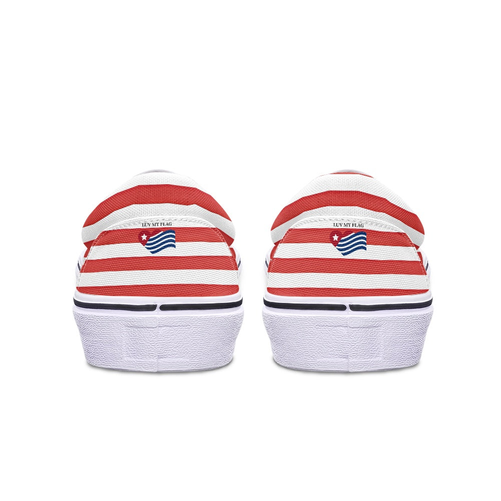 American Flag Inspired Patriotic Slip-On Canvas Sneakers USA Pride - Luv My Flag