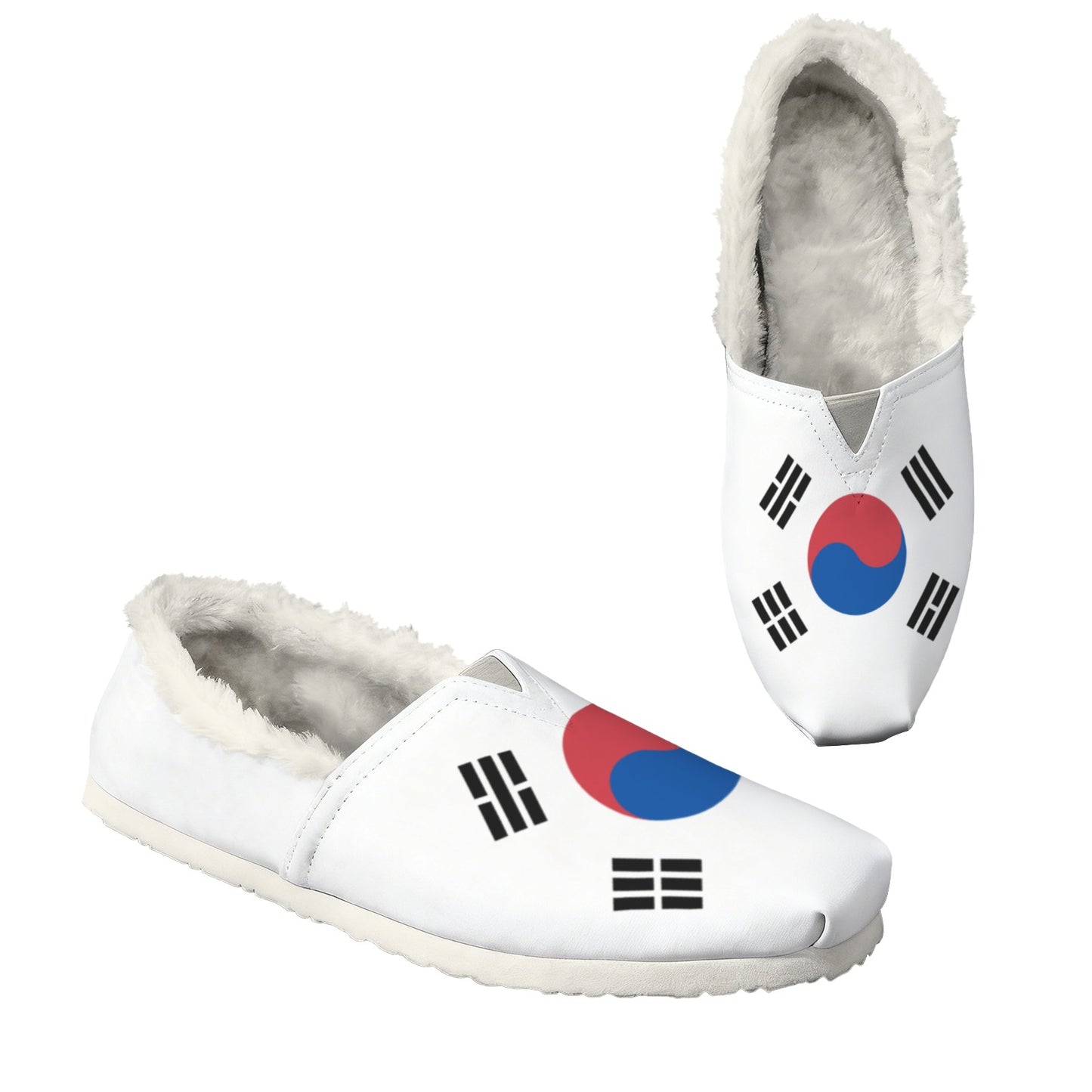 South Korea Flag Inspired Women's Fleece-Lined Canvas Slip-On