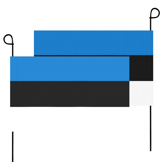 Two blue, black, white flags from Luv My Flag.