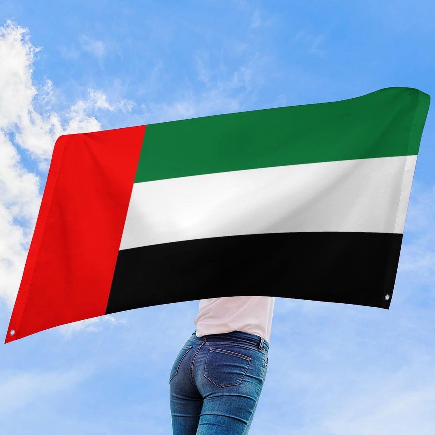 United Arab Emirates Flag Inspired Wall Mount Flag with Four Grommets (35x59 in)