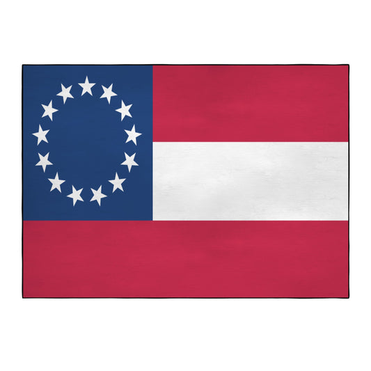 Confederate States Flag Inspired 84x60 Inch Area Rug with Black Binding (Made in the USA)