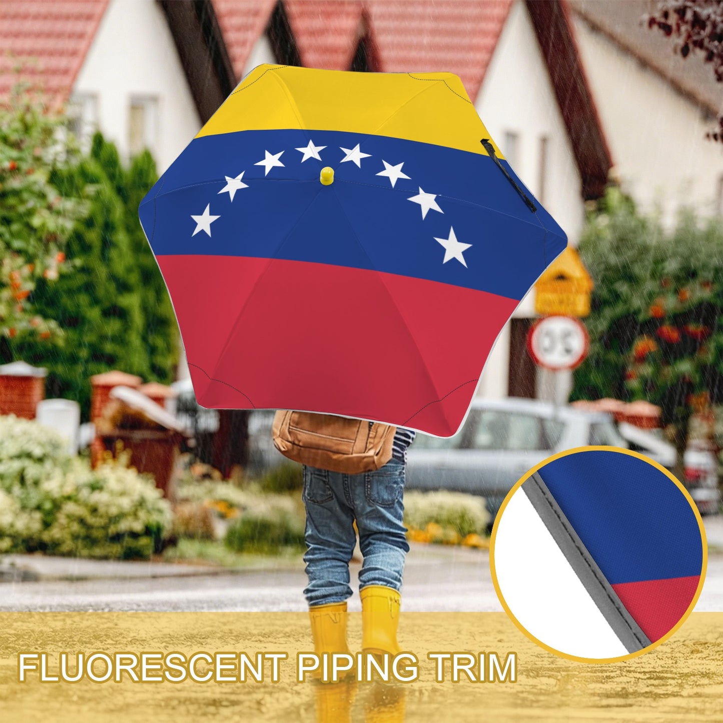Venezuela Flag Inspired Kids Safe Round Corner Umbrella
