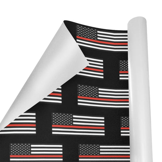 Thin Red Line Flag Inspired Custom Gift Wrapping Paper 58"x 22.5" (4 Rolls)