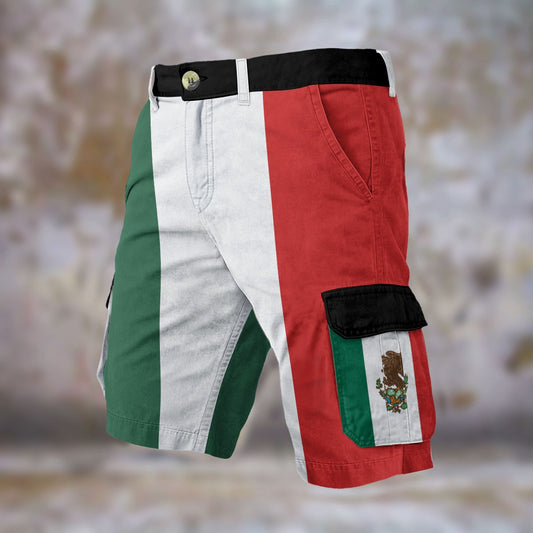 Mexico Flag Inspired Men’s Cargo Shorts (black trim)