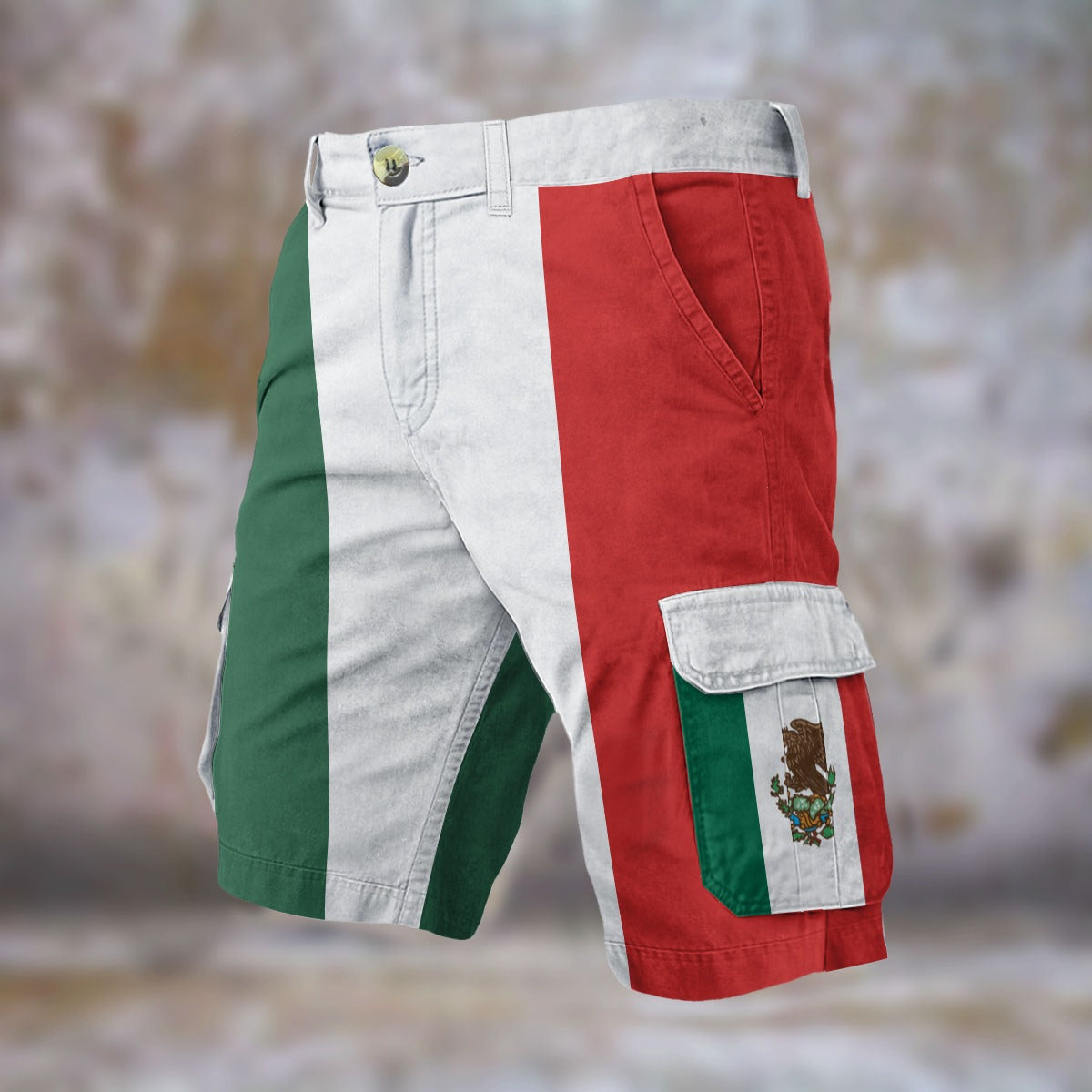 Mexico Flag Inspired Men’s Cargo Shorts (white trim)