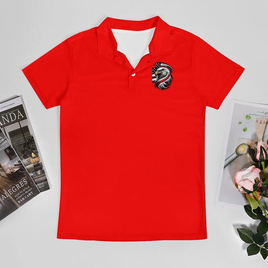 Thin Red Line Flag Inspired Eagle Men’s Premium Ice Silk Polo Shirt