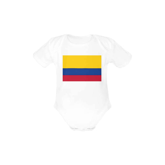 Colombia Flag Baby Short Sleeve Unisex Bodysuits（Made in USA）