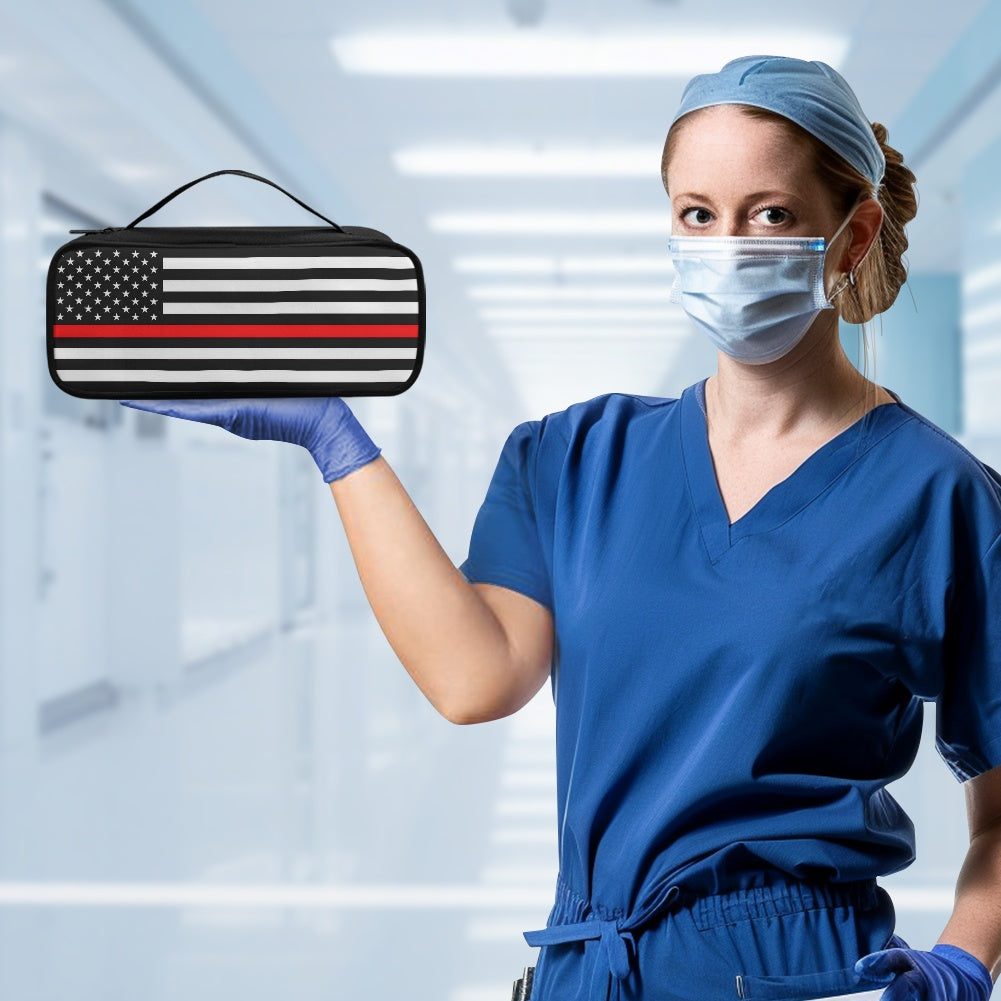 Thin Red Line Flag Inspired Stethoscope Storage Bag