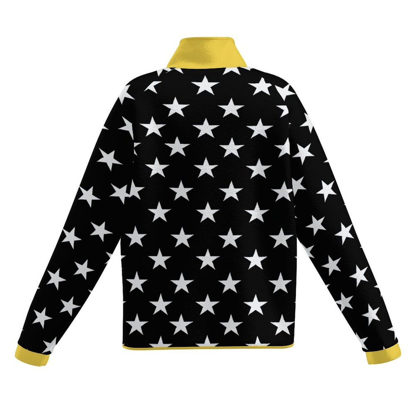 Thin Gold Line Flag Inspired Women's Stand Collar Fleece Jacket