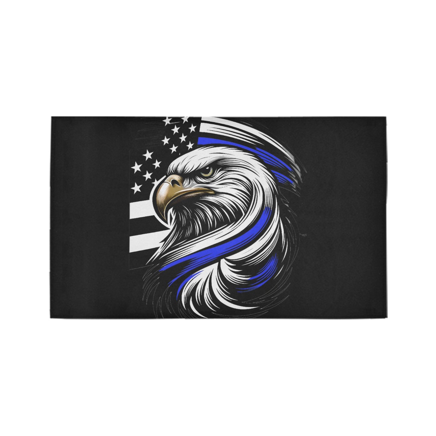 Thin Blue Line Flag Inspired Eagle Doormat 30" x 18" (Sponge Material)