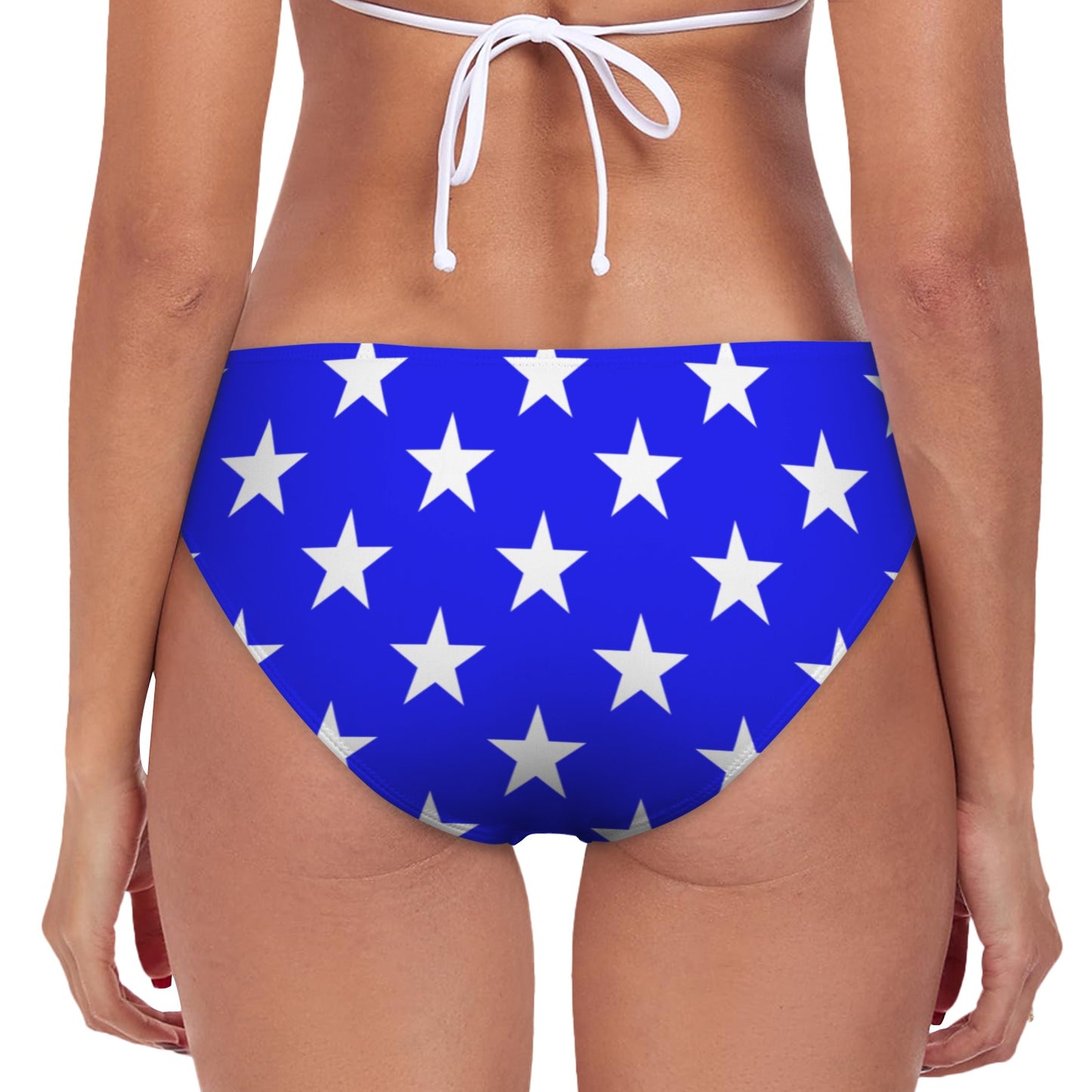 USA/American Flag Inspired Stars High-Waisted Bikini Bottom