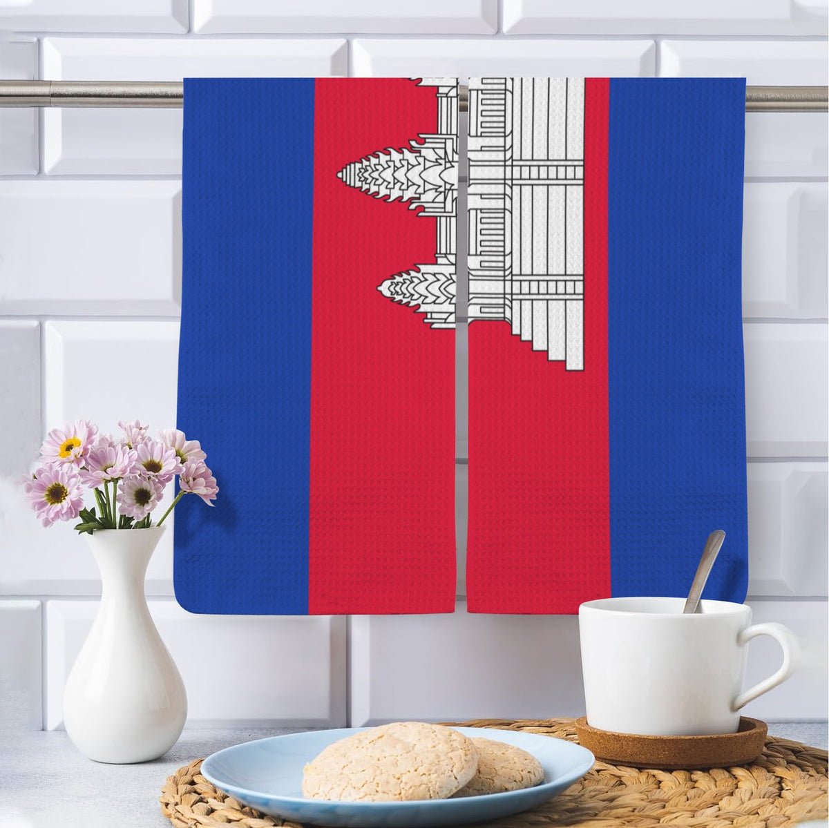 Cambodia Flag Inspired Kitchen Towel 40X60cm (Pack of 2) | Printed In the USA