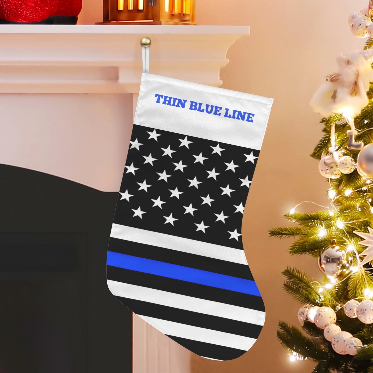 Thin Blue Line Flag Christmas Stocking(Made in USA)
