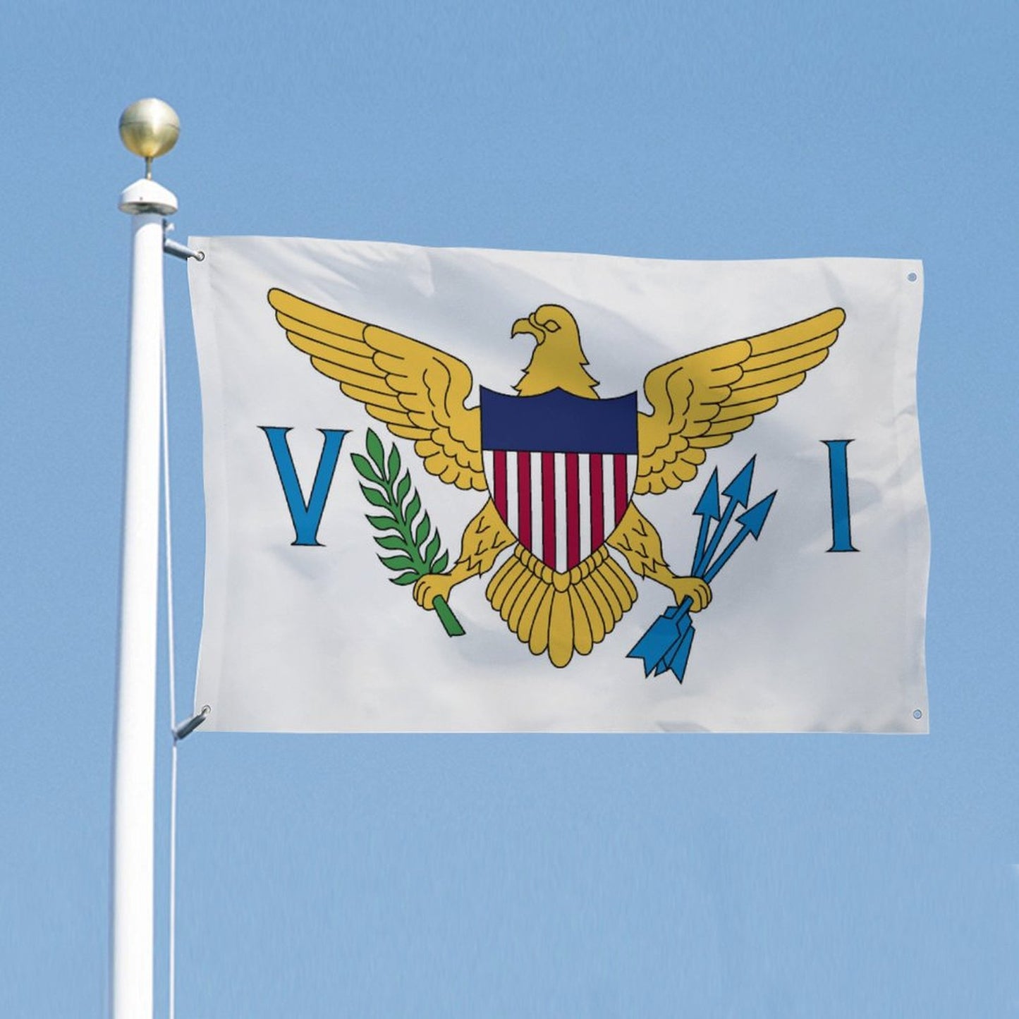 US Virgin Islands Flag Inspired Wall Mount Flag with Four Grommets (35x59 in)