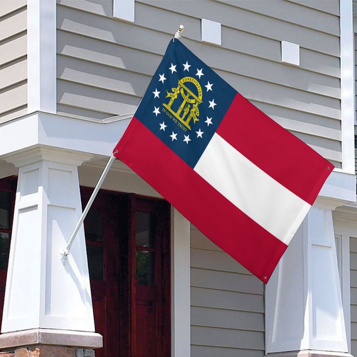 Georgia Flag Inspired Wall Mount Flag with Four Grommets (35x59 in)