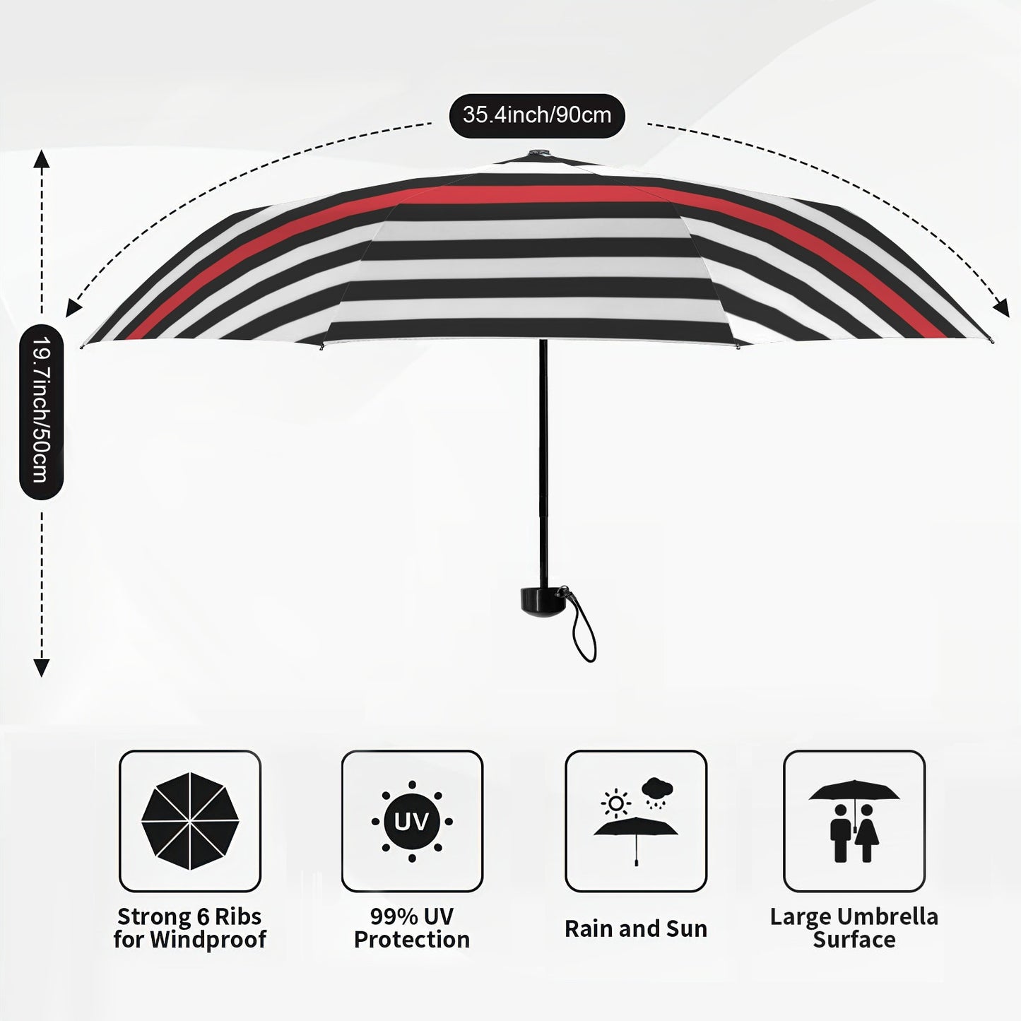 Thin Red Line Flag Inspired Mini Compact Umbrella