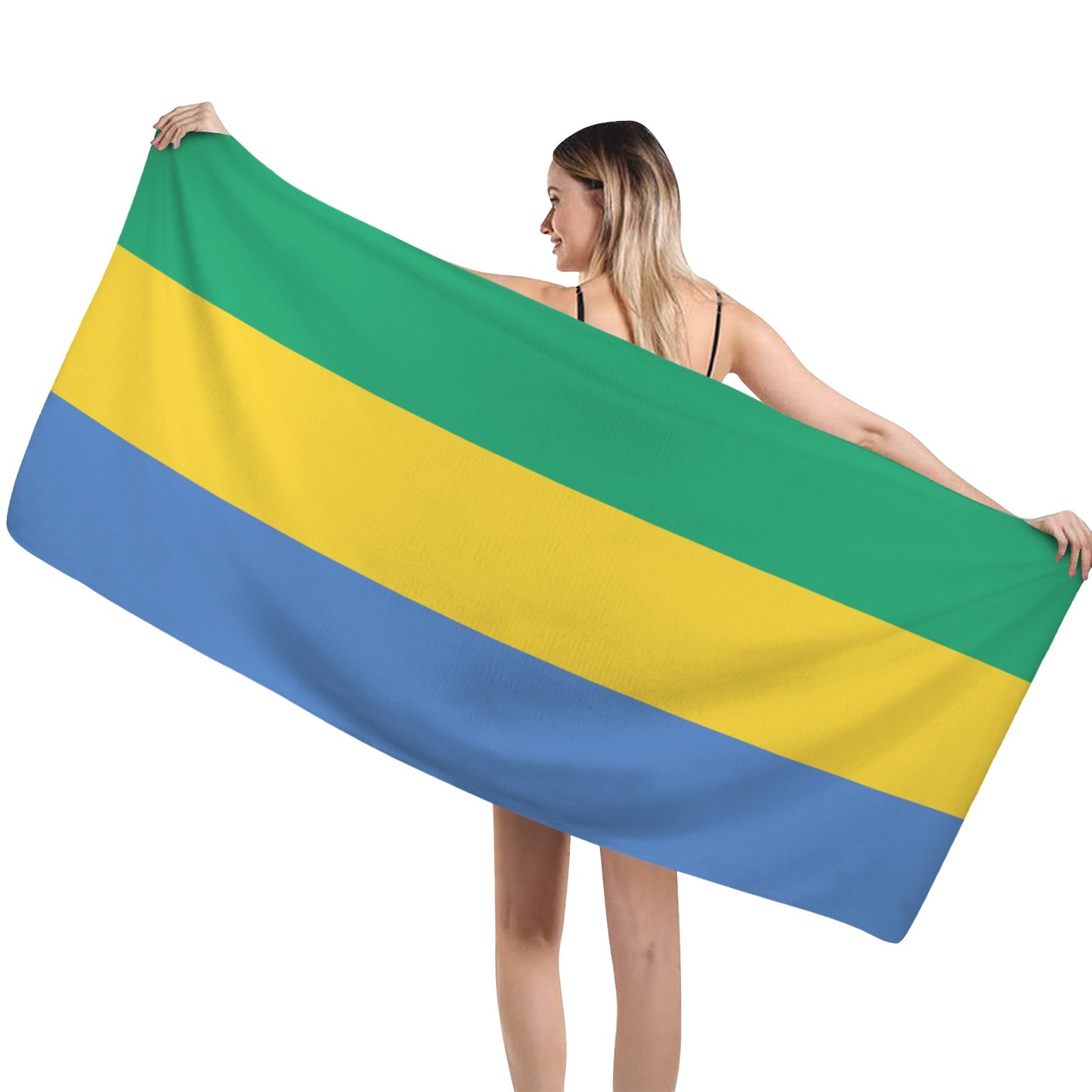 Gabon Flag Inspired Custom Bath Towel 29"x58"(Made in USA)