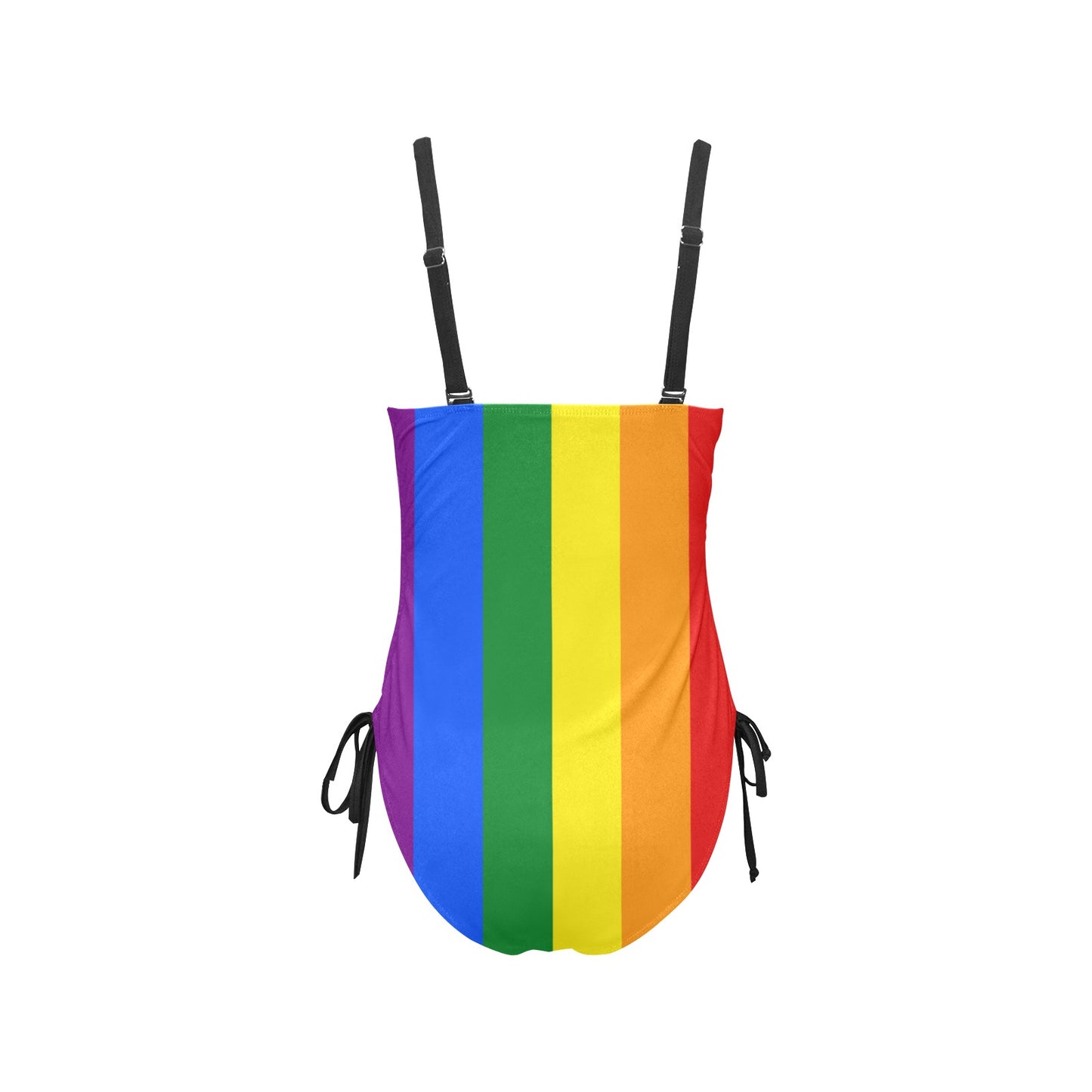 Rainbow Flag Inspired Drawstring Side One-Piece Swimsuit
