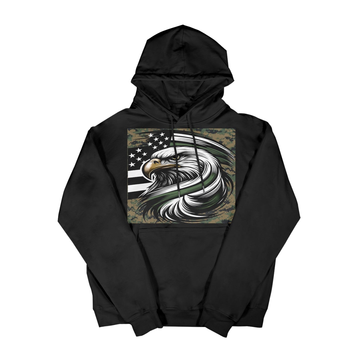 Thin Green Line Flag Inspired Eagle Men's Hoodie (Made in the USA)