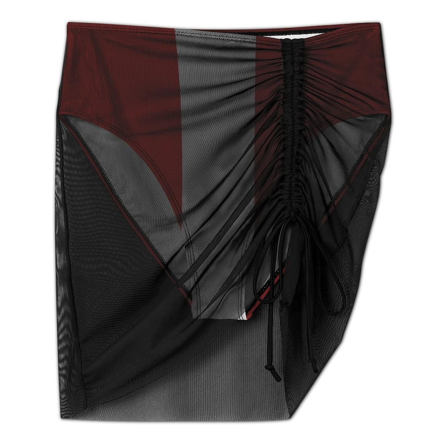 Canada Flag Inspired Women's Mesh Drawstring Skirt and Swimsuit Set