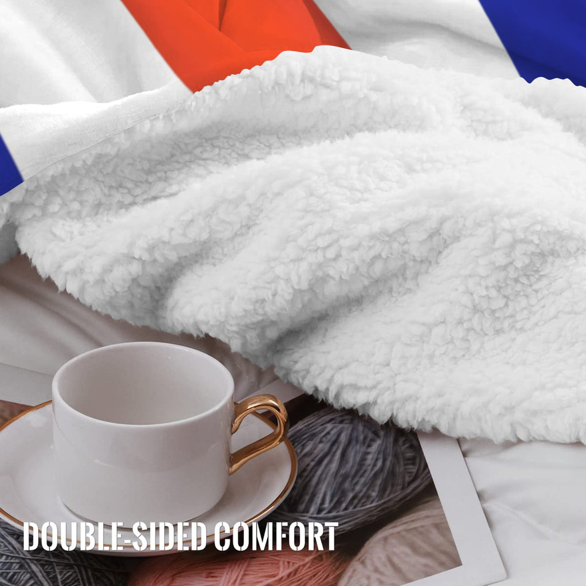 Costa Rica Flag Inspired Sherpa Fleece Blanket 90" x 108" | Prtinted in the USA