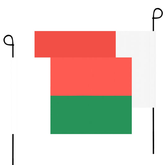[Luv My Flag] vertical flag, red, green, white, black pole.