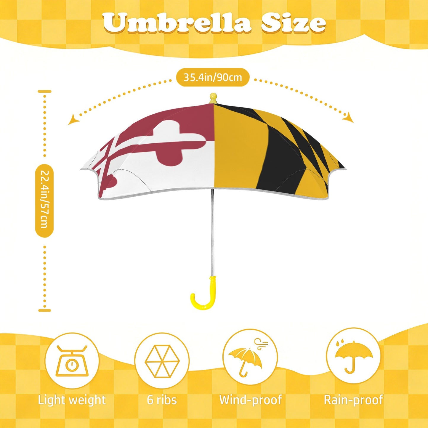 Maryland Flag Inspired Kids Safe Round Corner Umbrella
