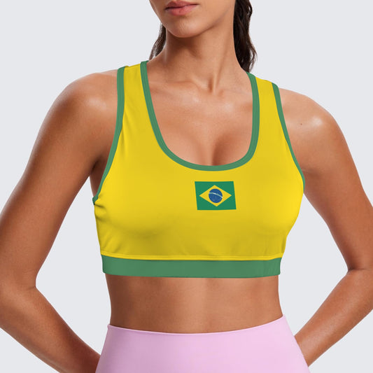 Brasil Flag Racerback Sports Bra