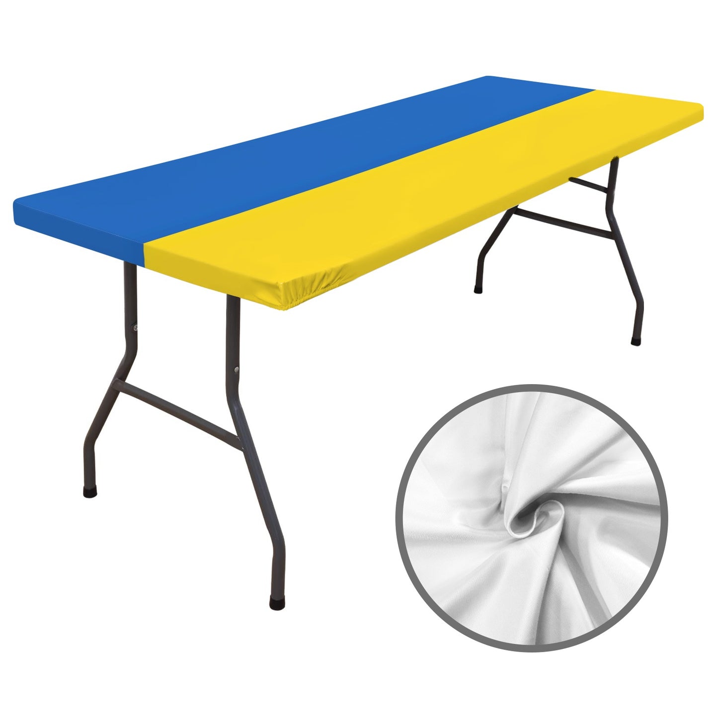 Ukraine Flag Inspired Custom Elastic Fitted Tablecloth 72x30 inch (Made in the USA)