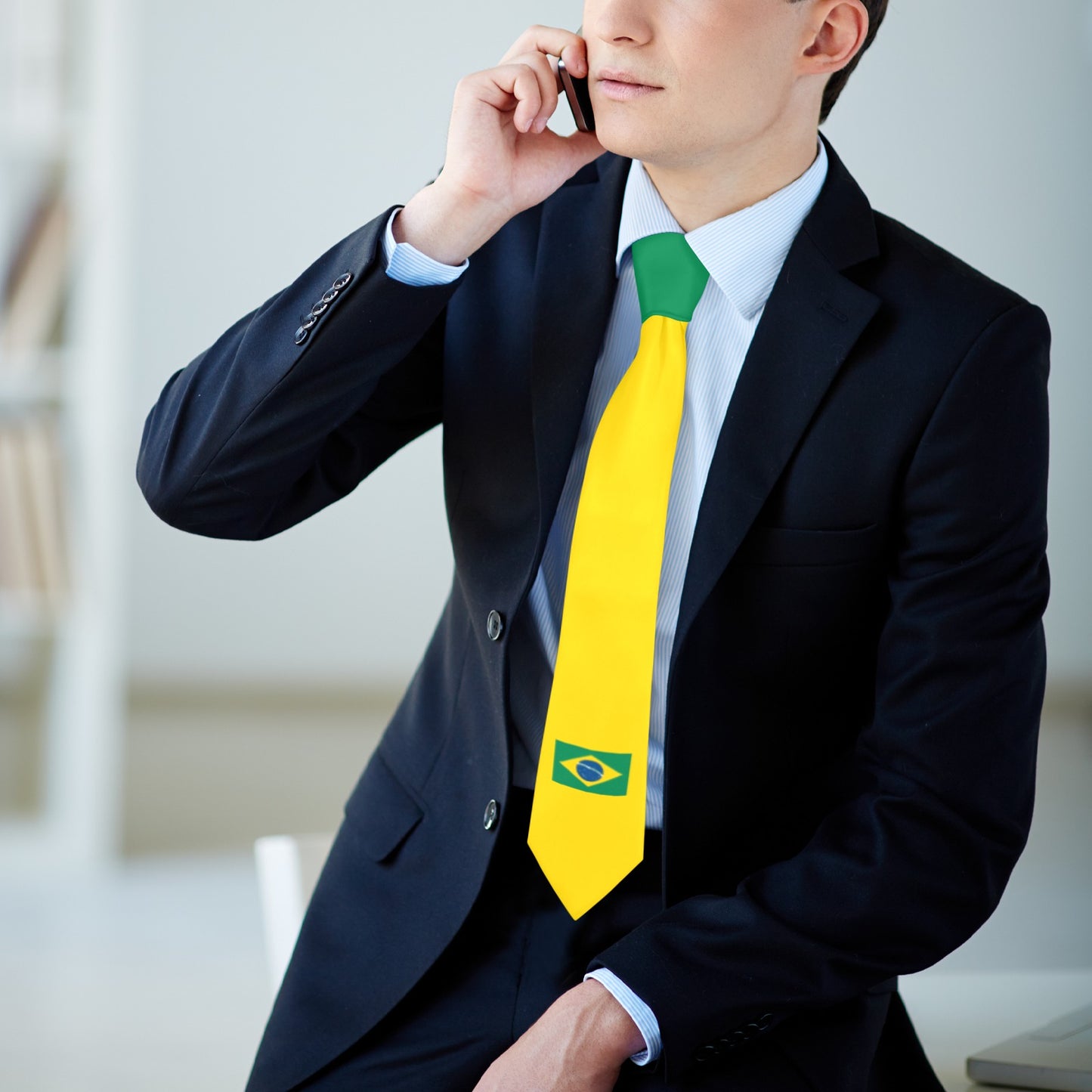Brazil Flag Inspired Style-2 Classic Necktie (Two Sides)