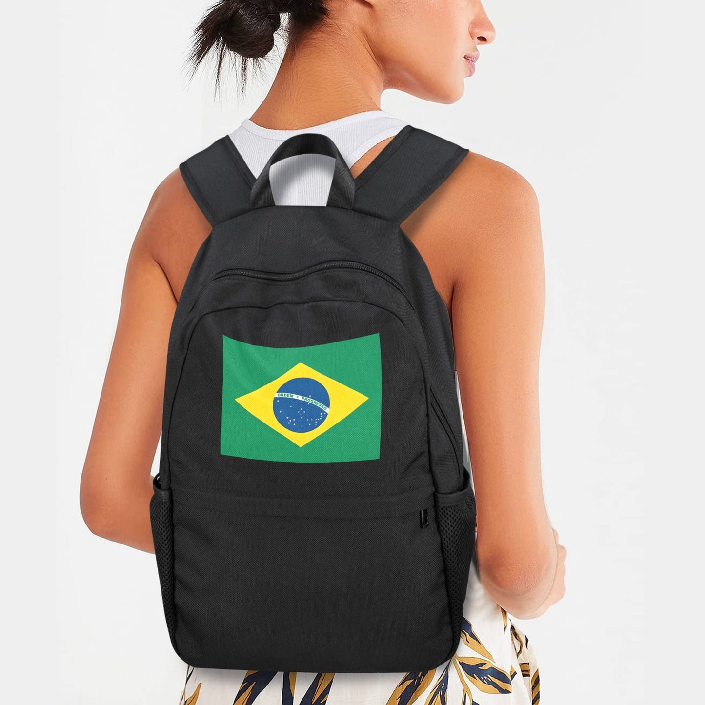 Brazil Flag Inspired Casual Backpack Printed in the USA