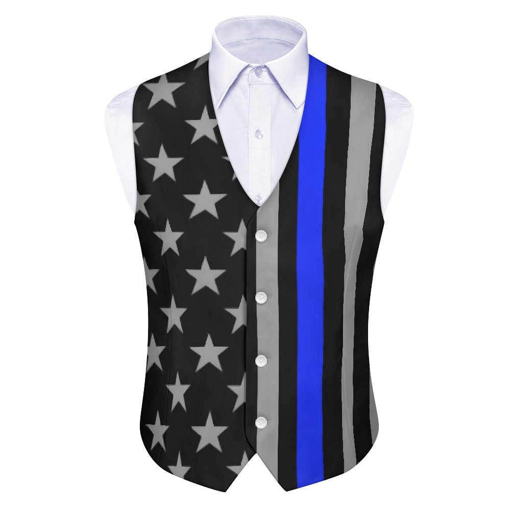 Thin Blue Line Flag Inspired (subdued) Suit vest jacket