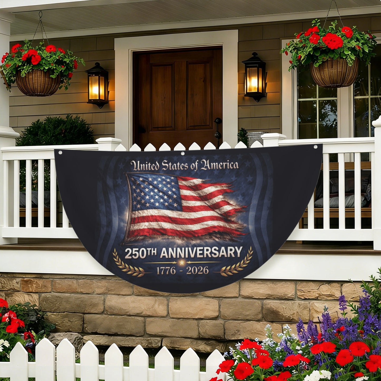 250th Anniversary USA/American Flag Inspired Semi Circle Flag 72 x 36 inch style 1| Ships from USA