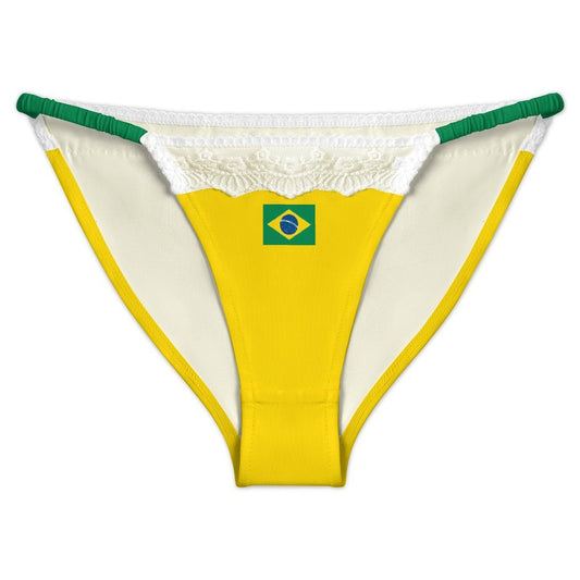 Brazil Flag Inspired Lace Trim Underwear