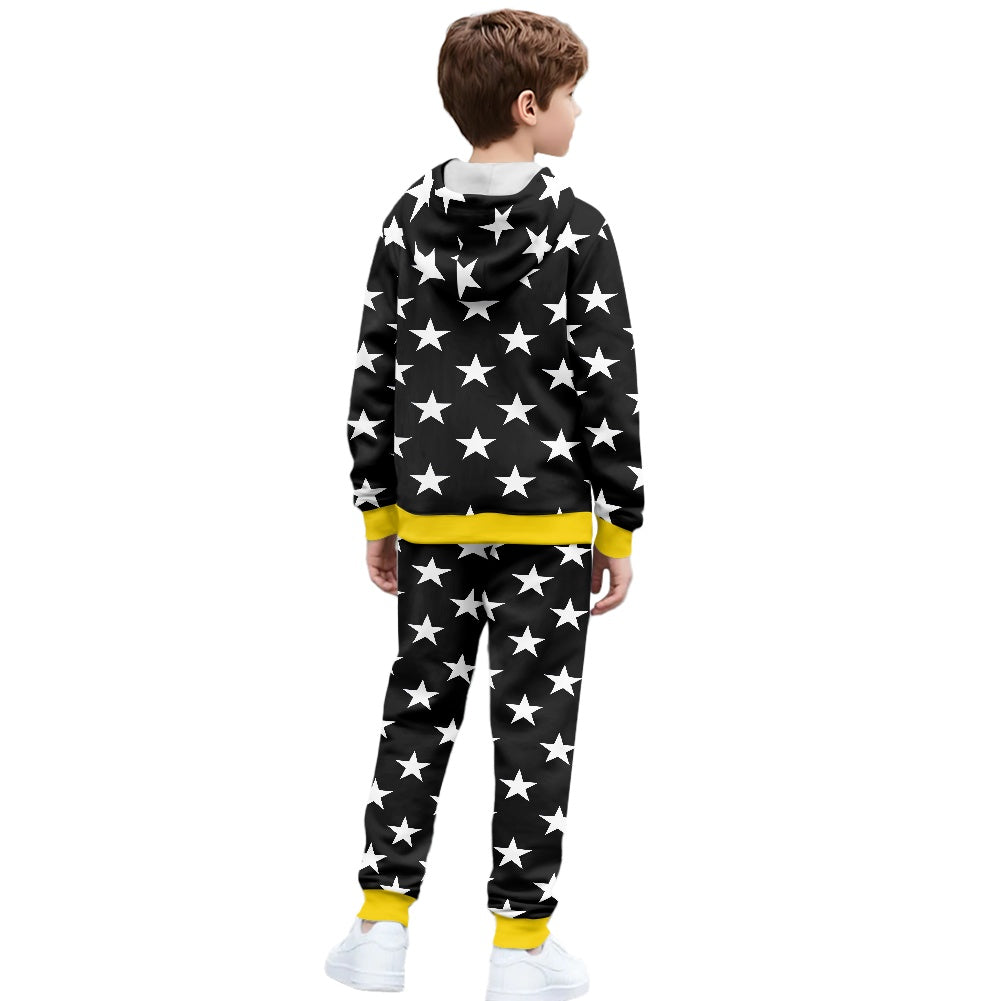 Thin Gold Line Flag Inspired Unisex Kid's Zippered Sportswear Suit