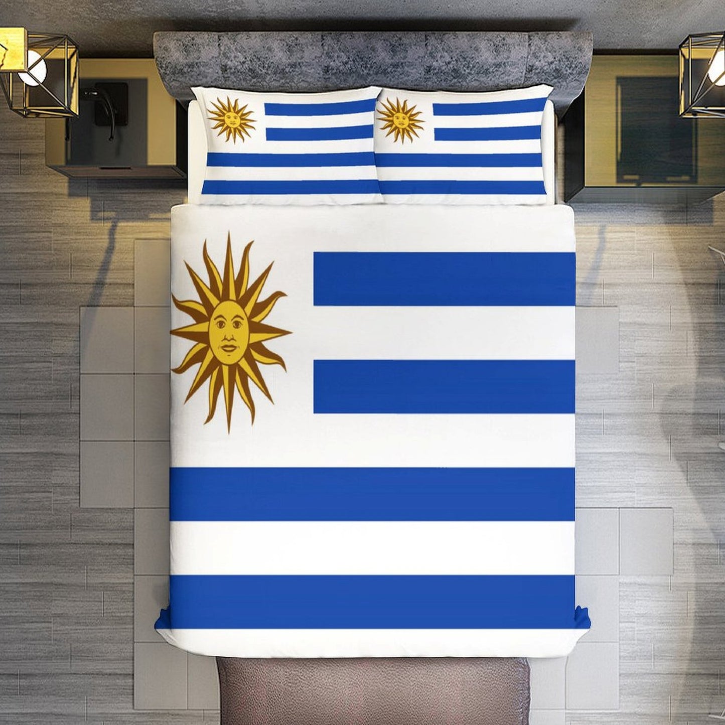 Uruguay Flag Inspired 3-Piece Bedding Set (1 Duvet Cover + 2 Pillow Shams) – 102"×90"