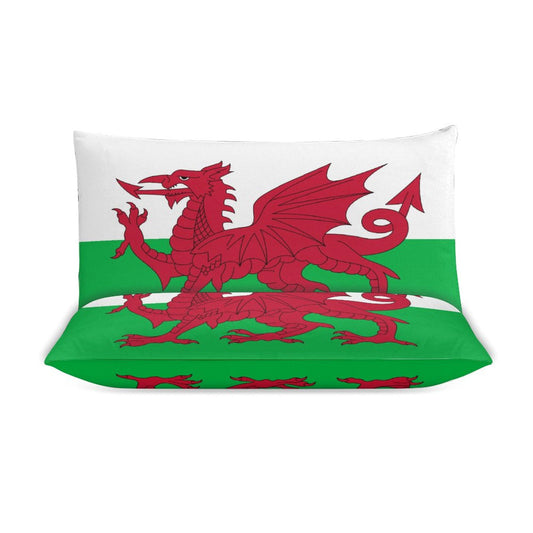 Wales Flag Inspired 3-Piece Bedding Set (1 Duvet Cover + 2 Pillow Shams) – 102"×90"