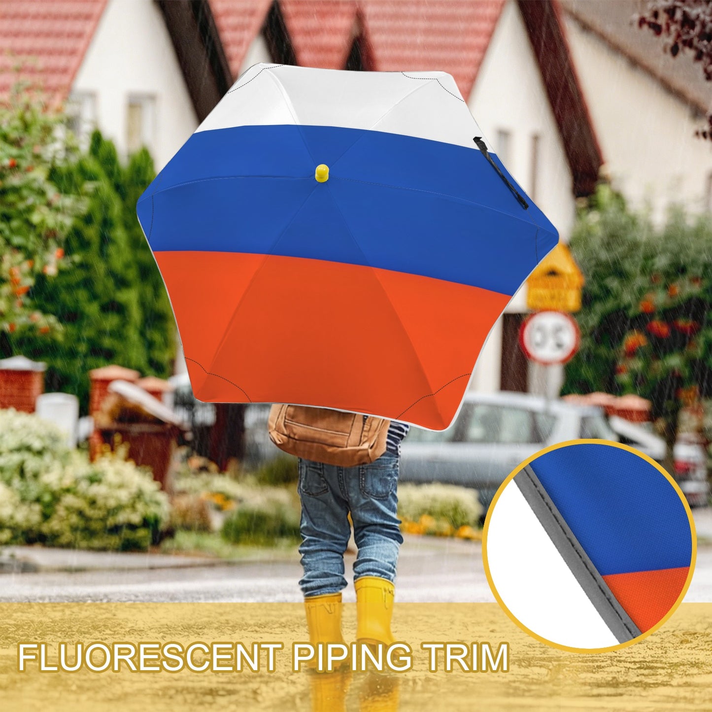 Russia Flag Inspired Kids Safe Round Corner Umbrella
