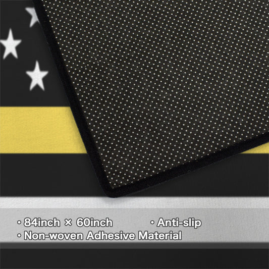 Thin Gold Line Flag Inspired 84x60 Inch Area Rug with Black Binding (Made in the USA)