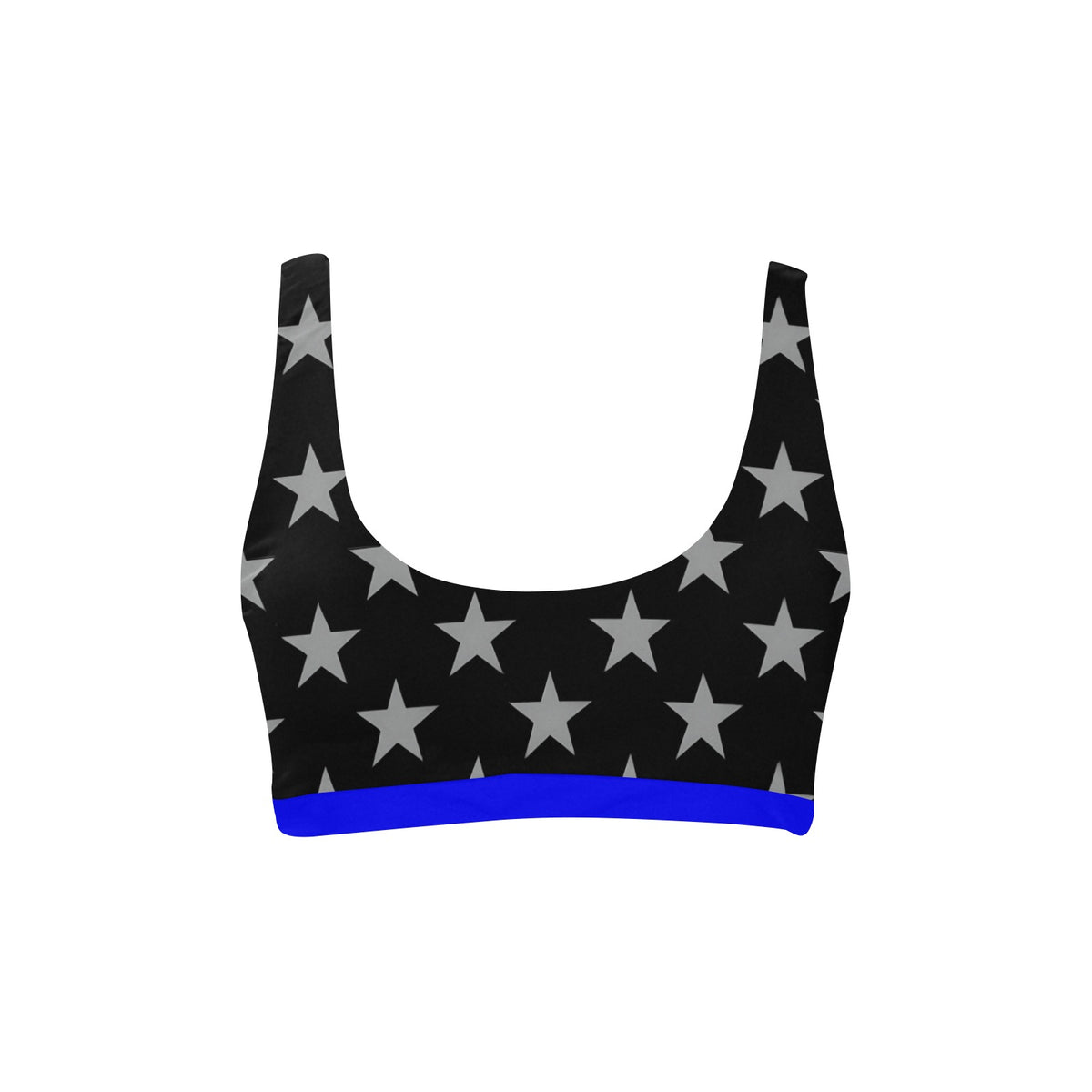 Thin Blue Line Flag Inspired Sport Bikini Top