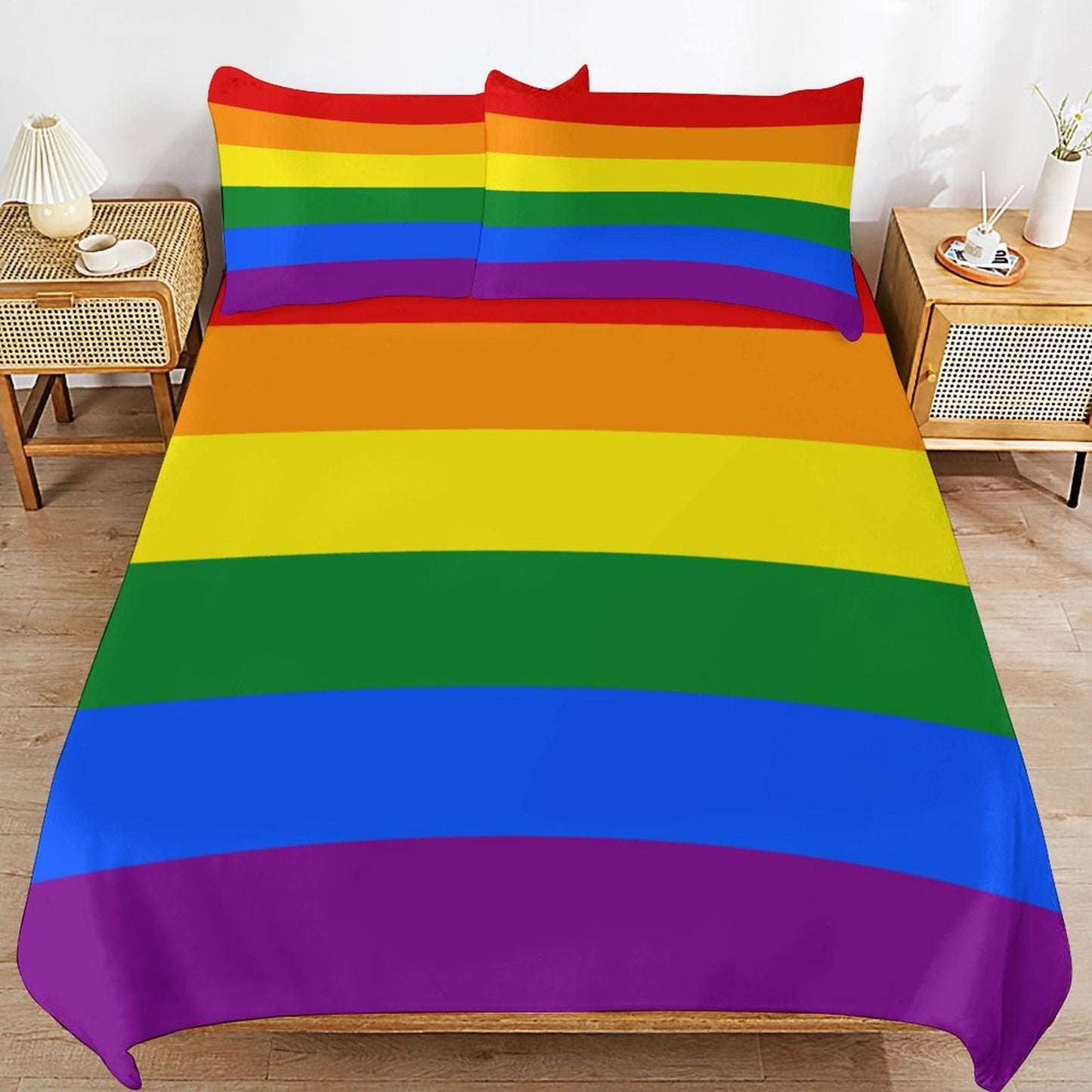 Rainbow Flag Inspired 3-Piece Bedding Set (1 Duvet Cover + 2 Pillow Shams) – 102"×90"