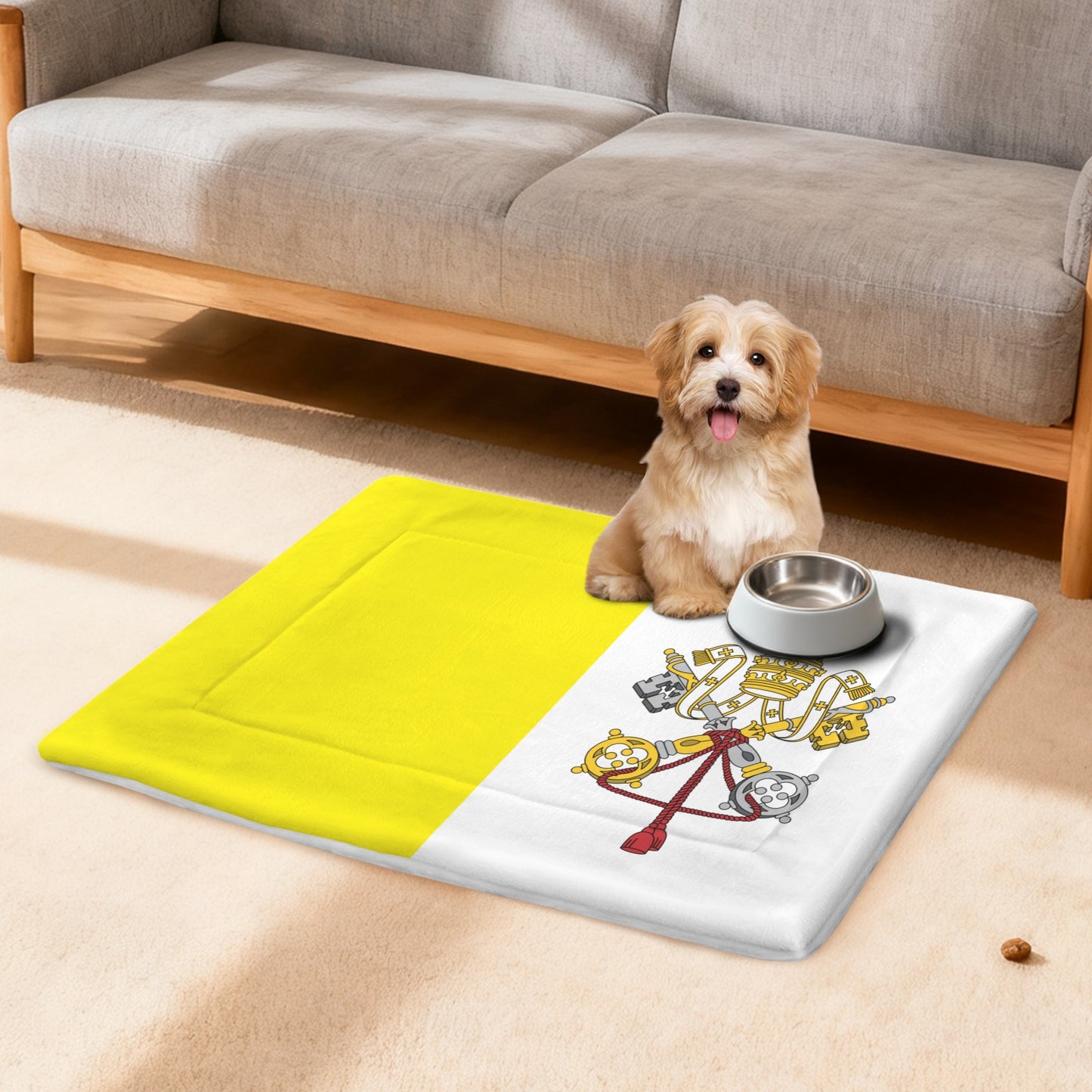 Vatican City Flag Inspired Pet Mat 25x18inch (Made in the USA)