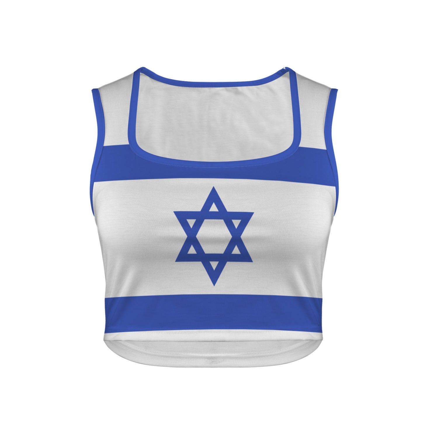 Israel Flag Inspired Square Neck Crop Tank Tops
